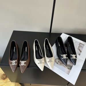 SIZHUONI Women's Pointed Toe Retro Flats 2024 Spring New Style Low Heel Comfortable Slip-On Shoes