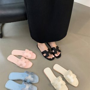 Women's 2025 Summer Flat Beach Slippers H-Shaped Casual Sandals Non-Slip